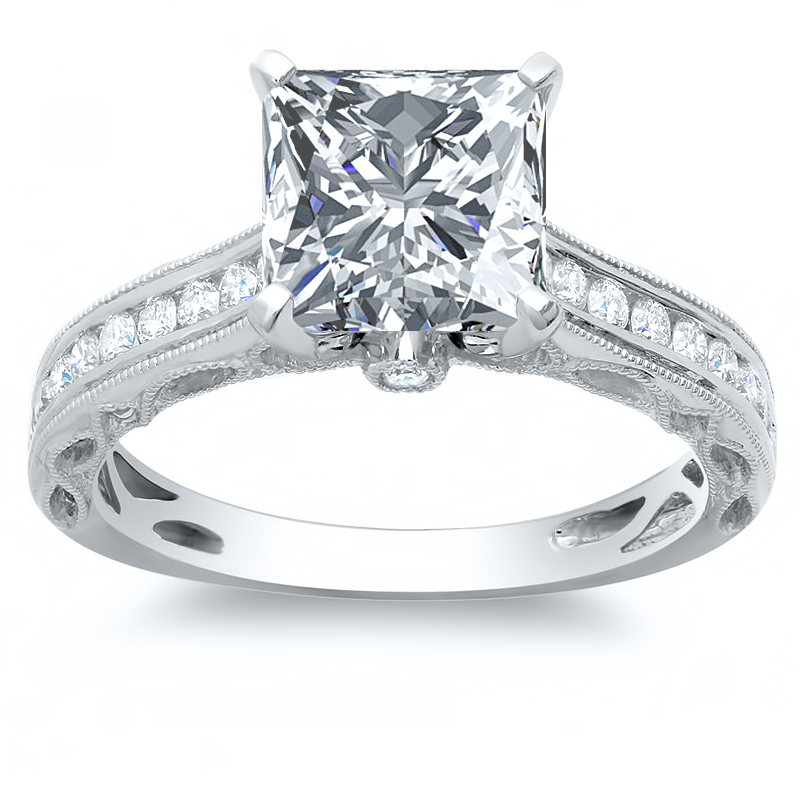 Princess & Round-Cut Diamond Engagement Ring 1 ct tw 14K White Gold | Kay