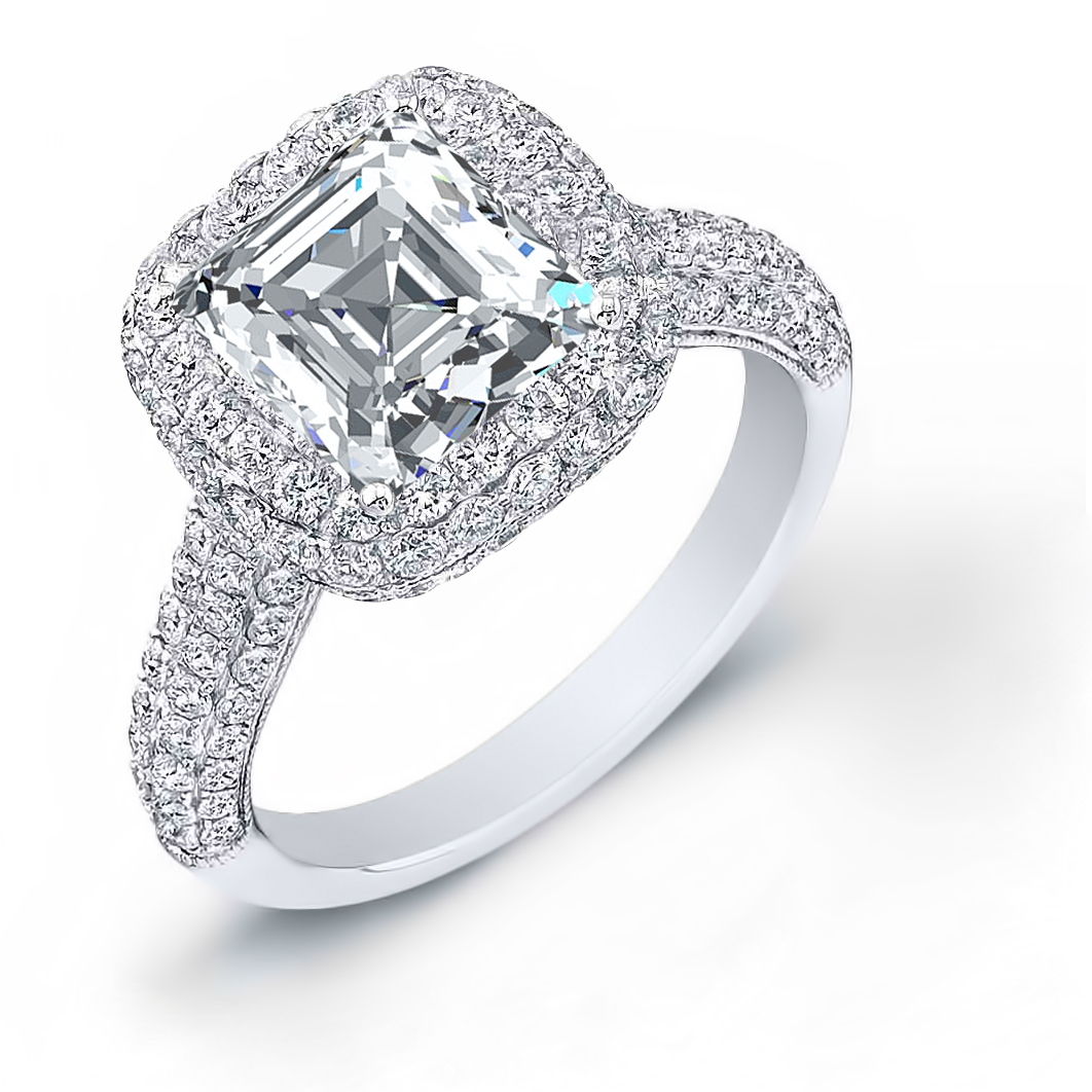 Micro-pave Halo Natural Diamonds Engagement Ring Mounting
