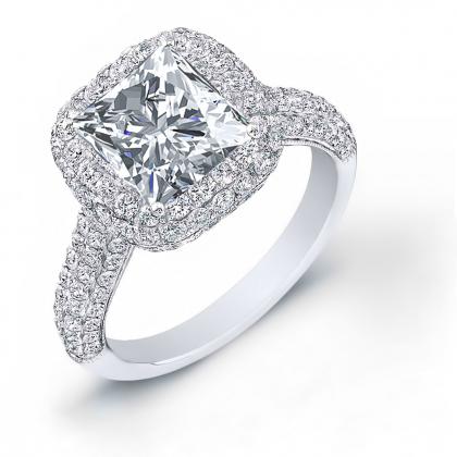 Cathedral Princess cut Engagement Rings