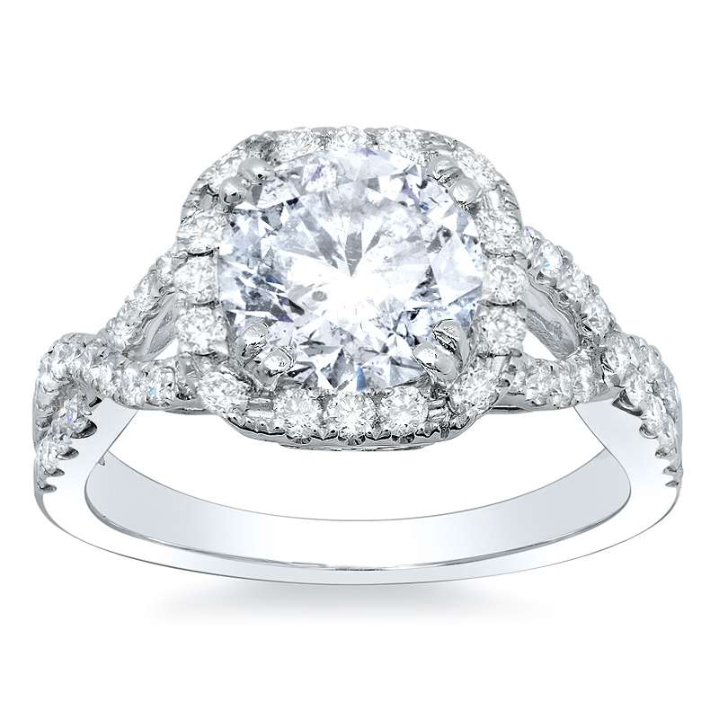 1.54ct. Round cut Natural Diamond Natural Diamonds Halo Pave Engagement ...