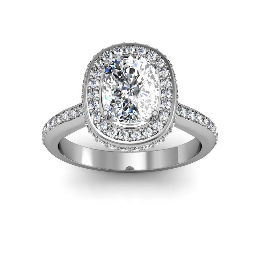 Profile Square Halo Engagement Rings 