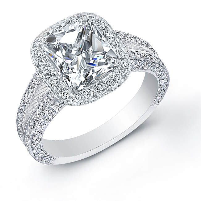 2.3ct. Princess cut Natural Diamond Split Shank Engagement Ring Halo ...