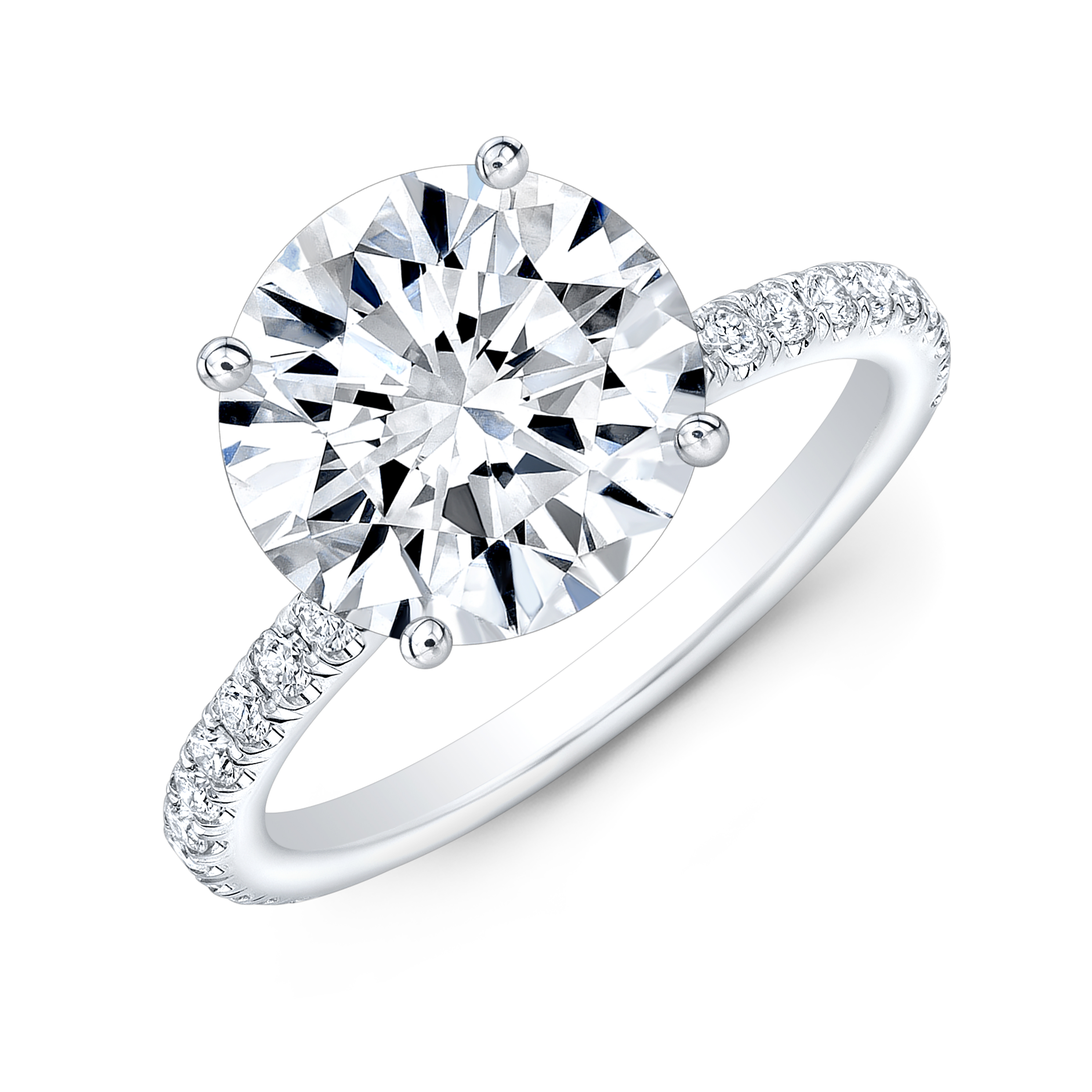14K White Gold 0.18ctw Alternating Marquise and Round Diamond Semi-Mount Engagement  Ring St. Petersburg Florida