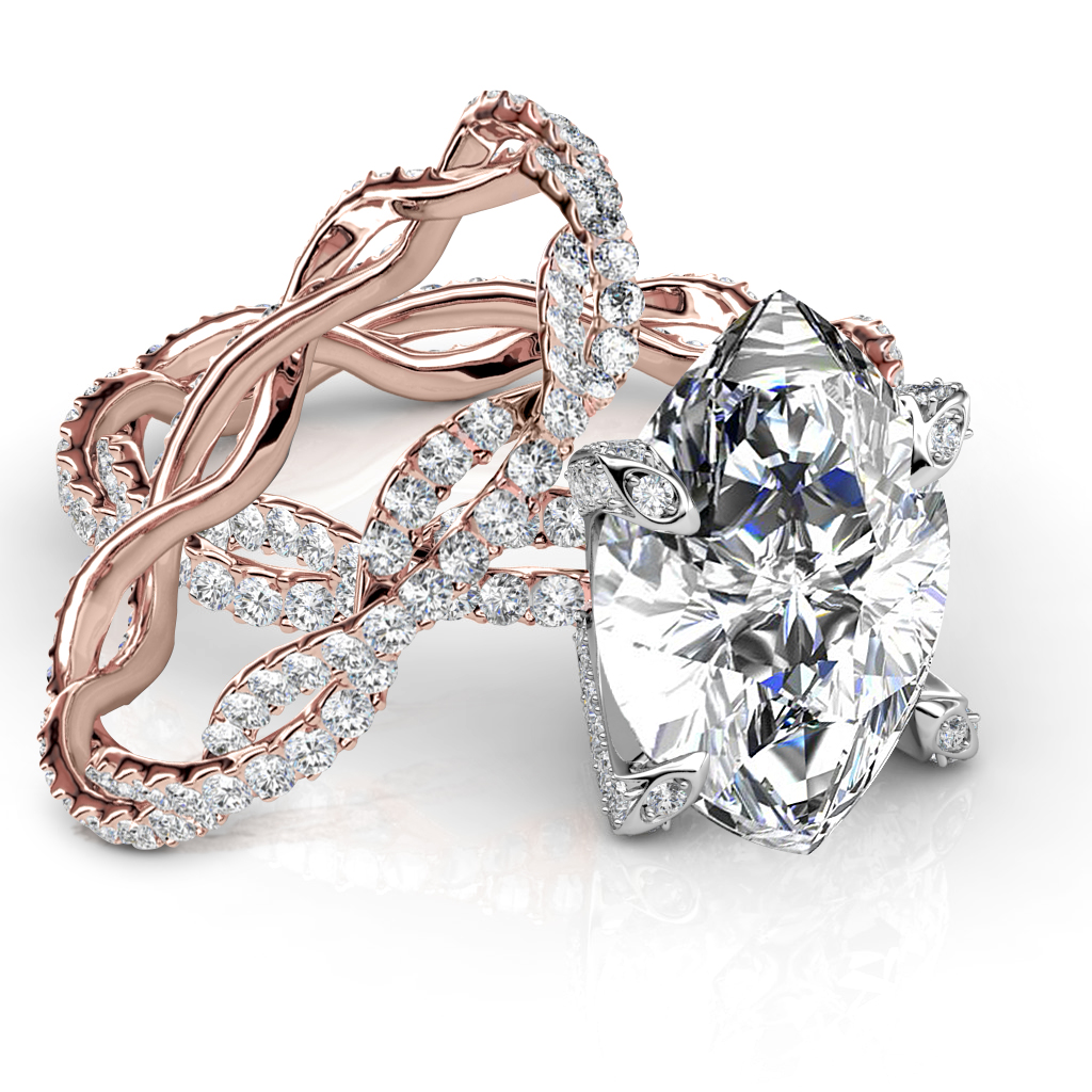 Twisted Eternity Pave Diamond Engagement Ring Setting 14k Rose Gold Setting Only Diamond Mansion