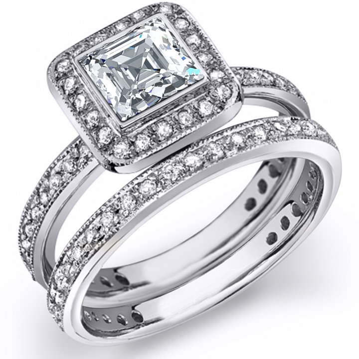 Bezel Set Bridal Wedding Ring Sets | Diamond Mansion