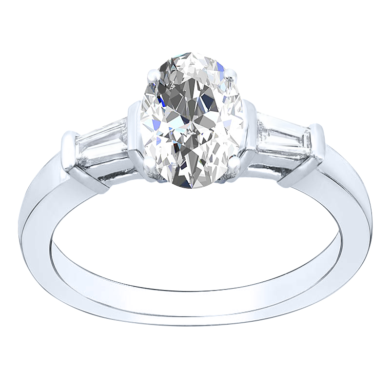 1 3 Ct Oval Cut Natural Diamond 3 Stone Baguette Sidestone Pavenatural Diamonds Wedding Set Gia Certified