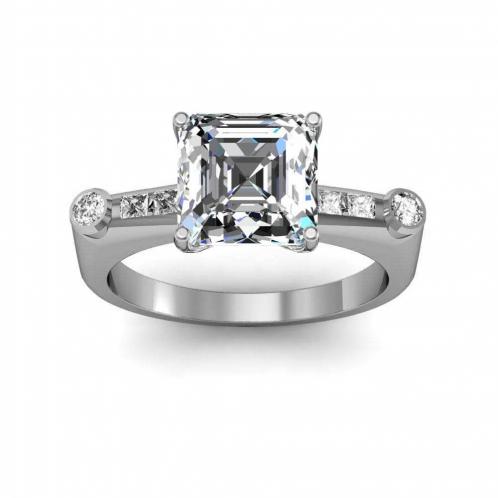 European Design Sidestones Natural Diamonds Engagement Ring