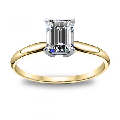 Yellow Gold Emerald cut Engagement Rings