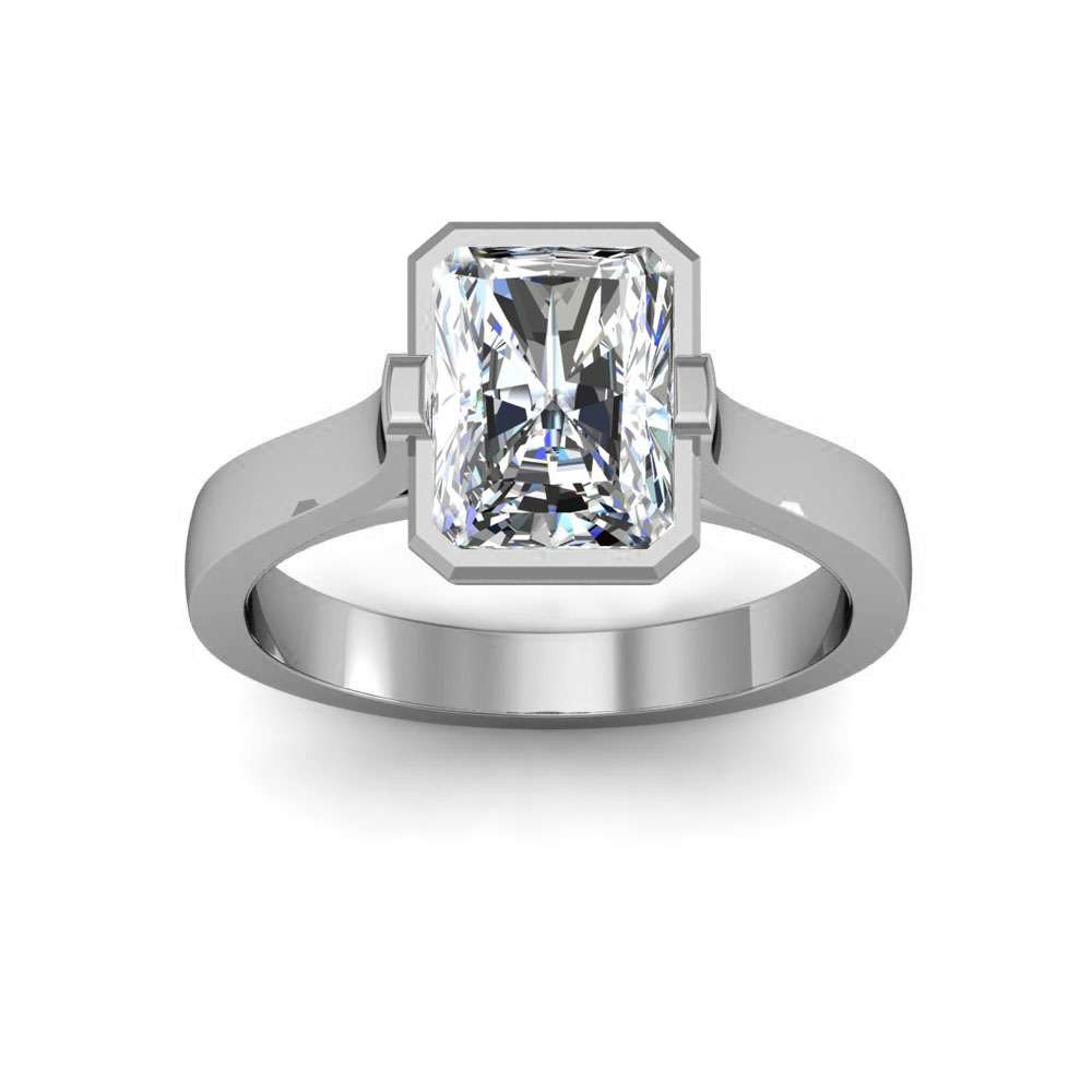 1ct. Radiant cut Natural Diamond 3mm Bezel Setting Solitaire Natural ...