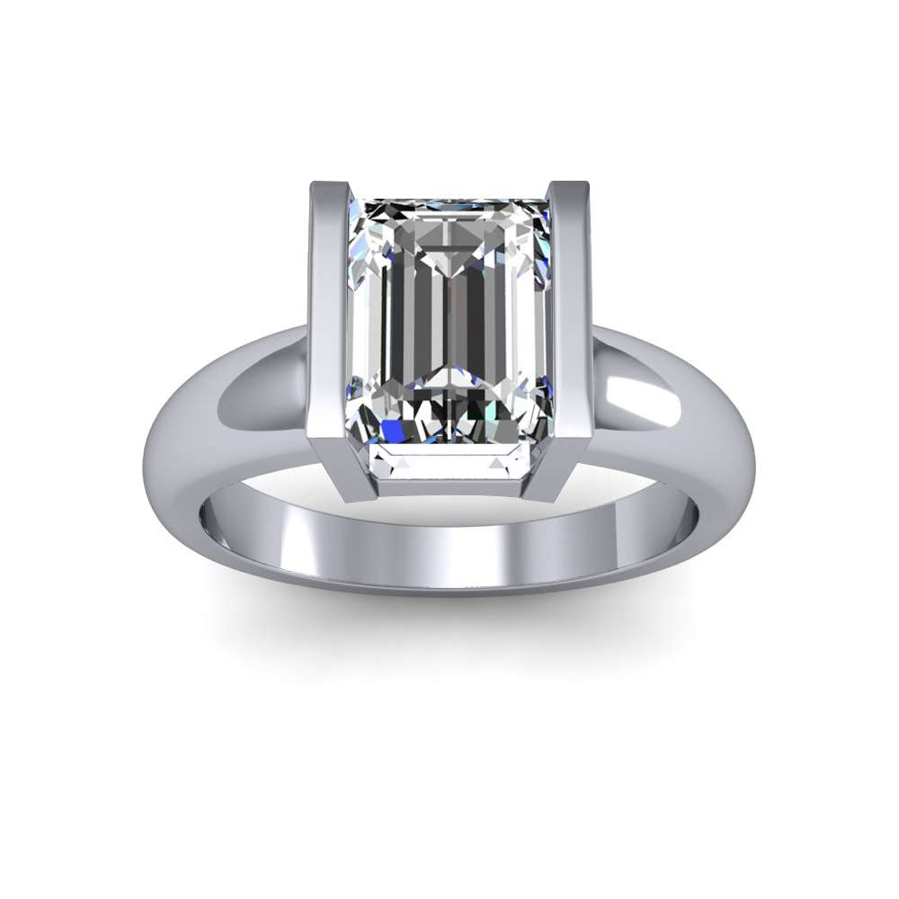 1 Ct. Emerald Cut Natural Diamond Tension Set Solitaire Engagement Ring  (GIA Certified) | Diamond Mansion