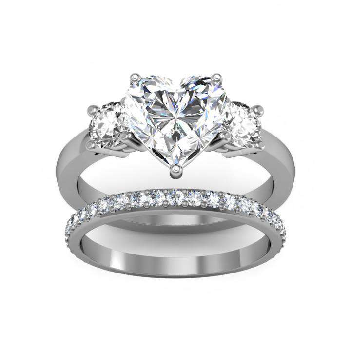 4-Prong 3-Stone with Round Cut Sides Diamonds Engagement Ring