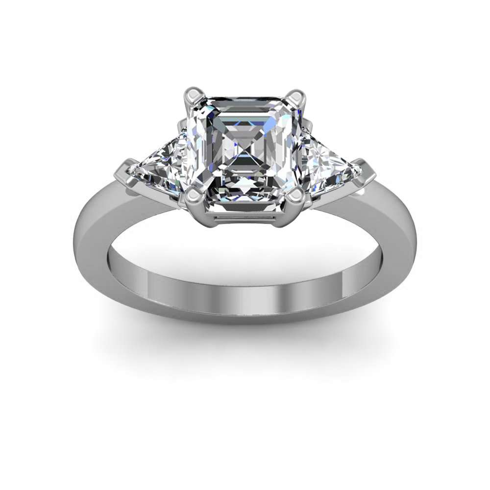 1.6ct. Asscher cut Natural Diamond 3 Stone Trillion Diamond Engagement ...