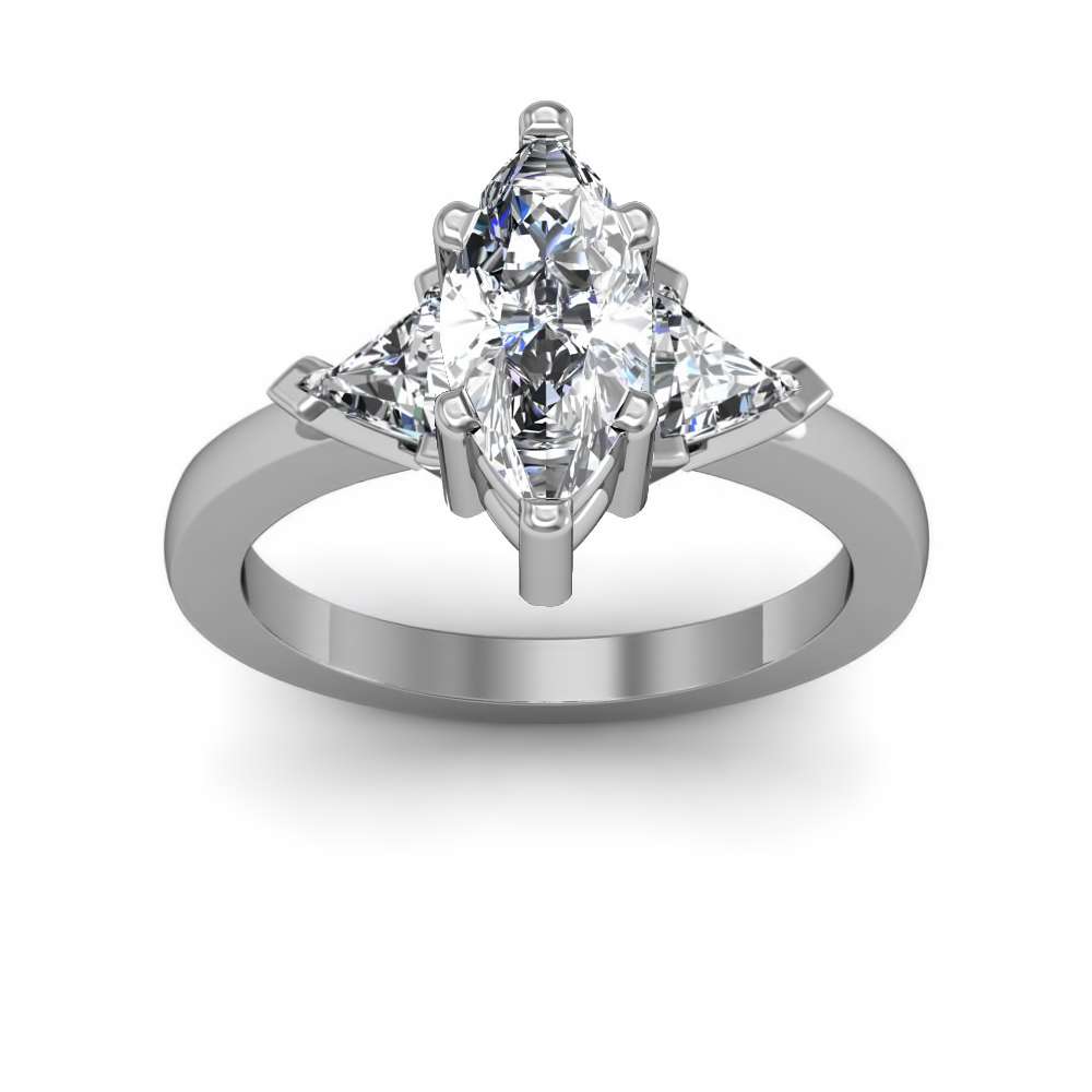 1.6ct. Marquise cut Natural Diamond 3 Stone Trillion Diamond Engagement ...