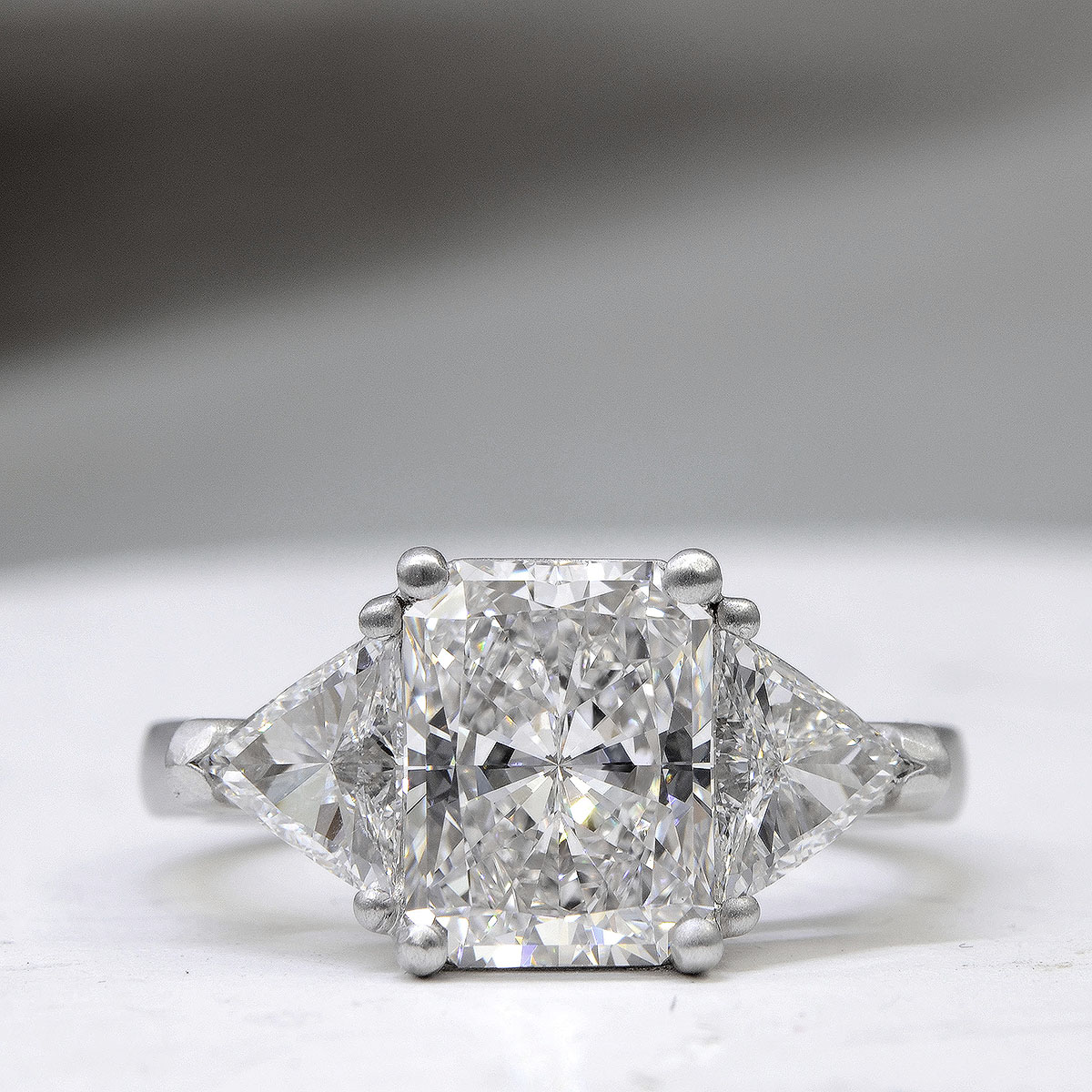 1.6ct. Radiant cut Yellow Diamond 3 Stone Trillion Diamond Engagement ...