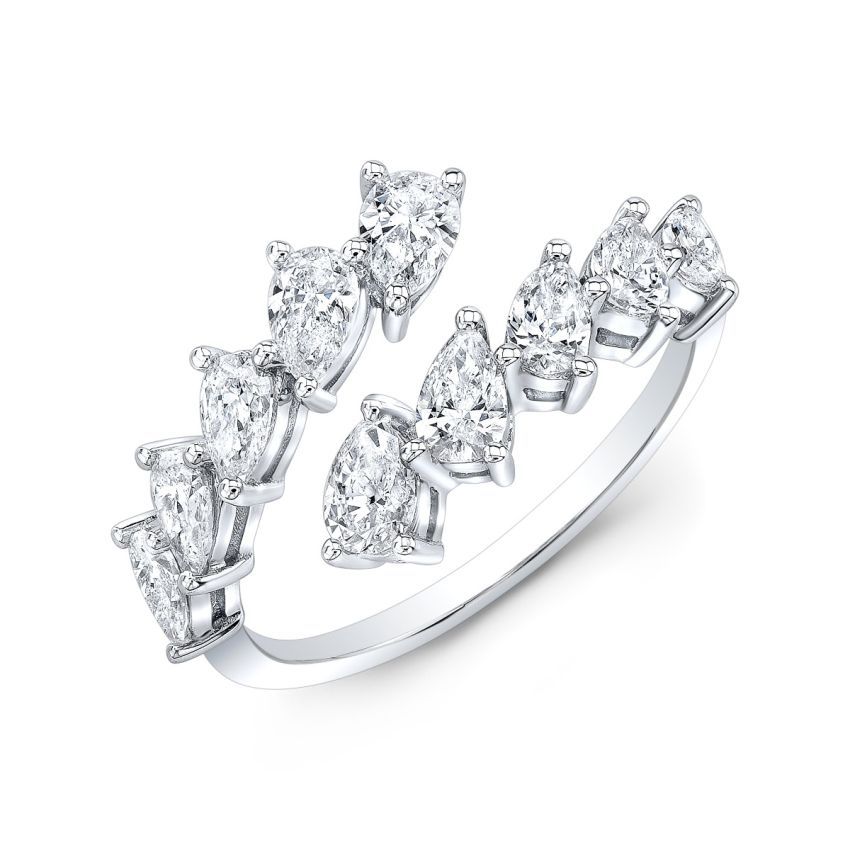 UNIQUE PEAR CUT DIAMOND OPEN RING | Diamond Mansion