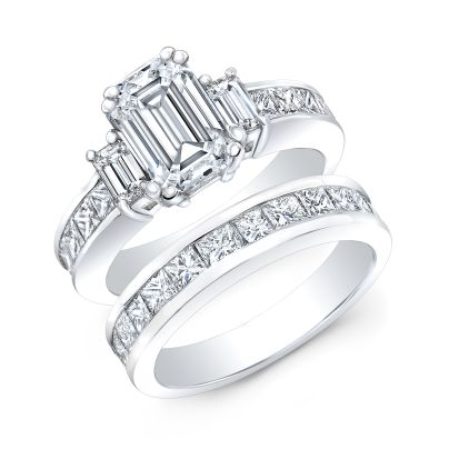 Emerald cut Bridal Wedding Ring Sets 