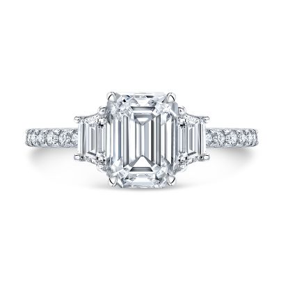 Trapezoid Accents Three Stone Engagement Rings | Diamond Mansion