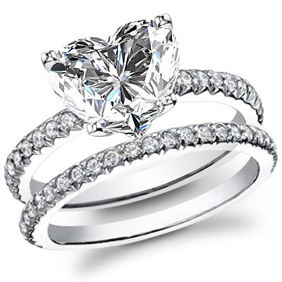 Rayanna: 2.73ct 3 Piece Stacked Heart-cut IOF CZ Wedding Ring Set -  Trustmark Jewelers
