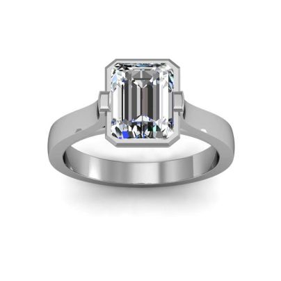 Emerald cut Bezel Set Engagement Rings | Diamond Mansion