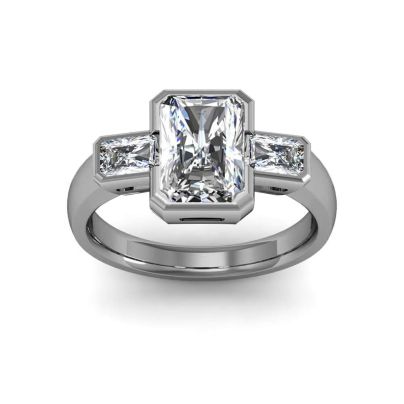 Two Tone Three Stone Engagement Rings | Diamond Mansion