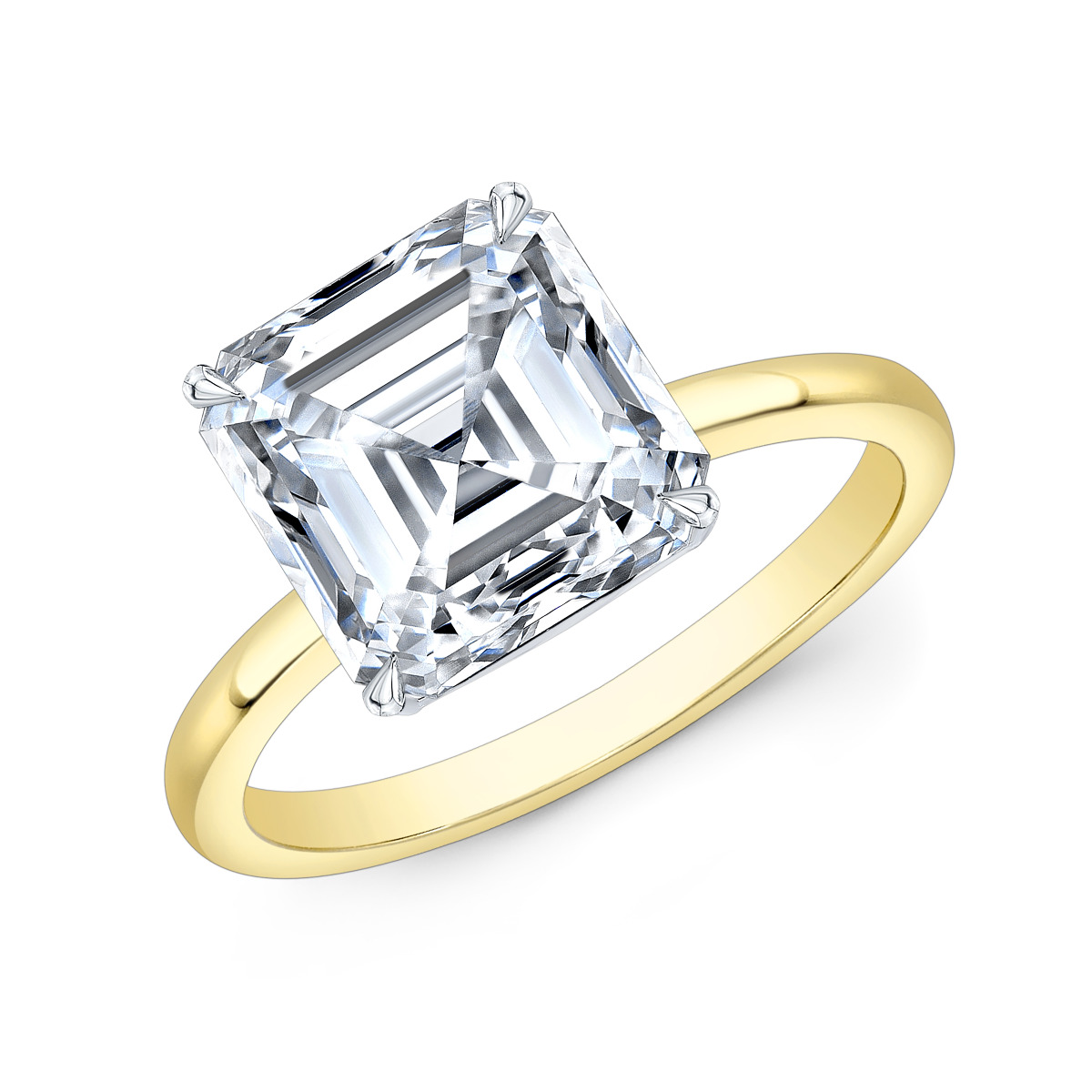 1ct. Emerald cut Natural Diamond Ultra Thin Solitaire Engagement Ring ...