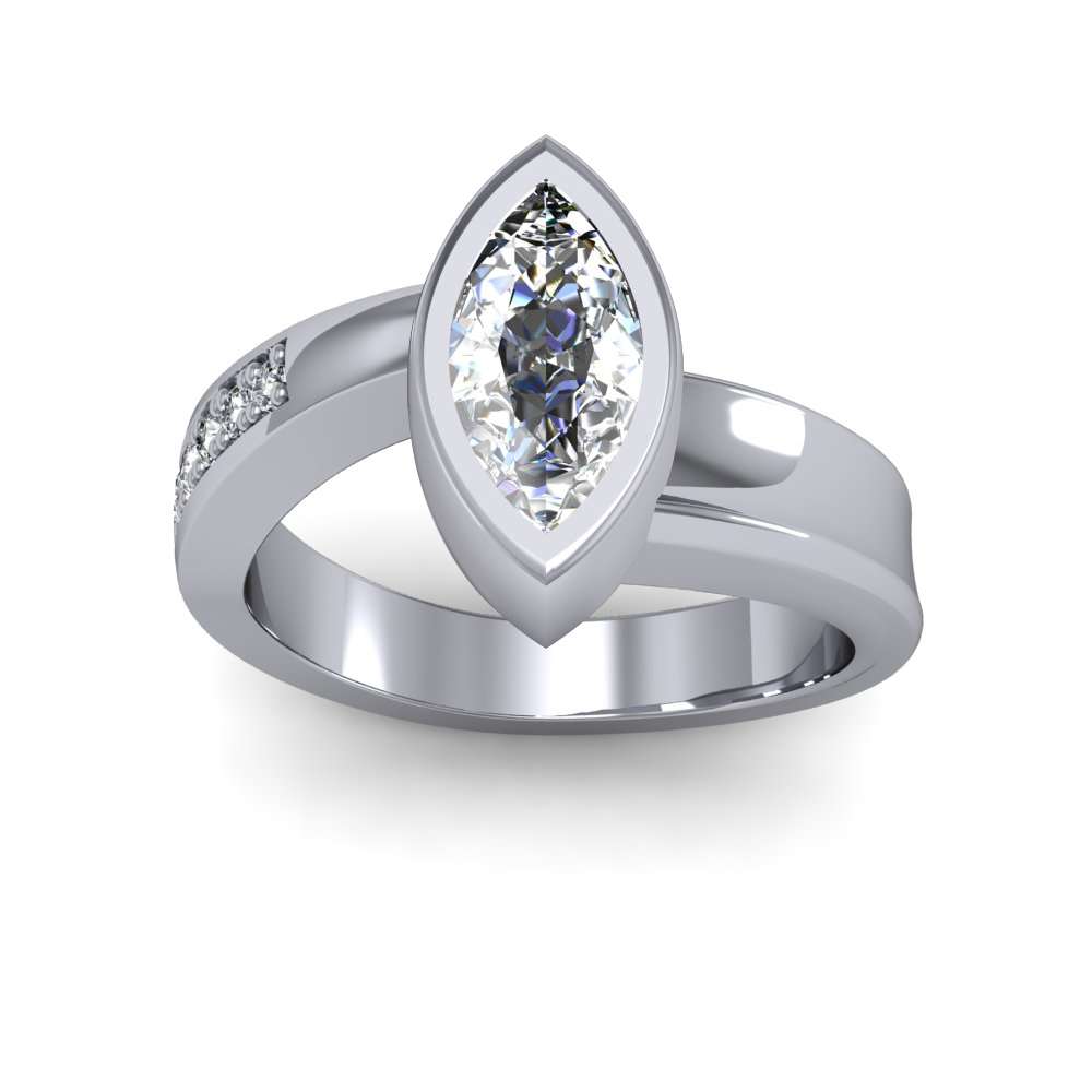 Sleek Modern Promise Ring, Colorless Diamond Moissanite Ring