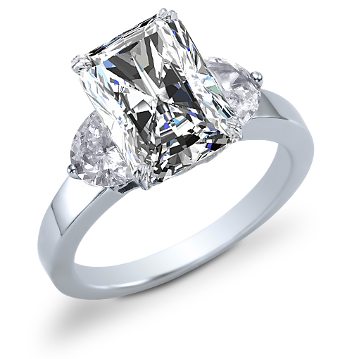 Luxurious Two-Tone Three Stone Radiant Cut Sterling Silver Engagement –  shine of diamond
