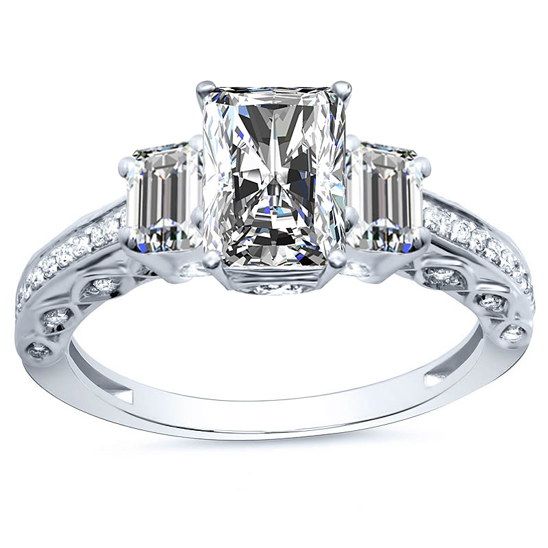 Platinum 3 Stone Radiant Cut Engagement Ring | Barkev's