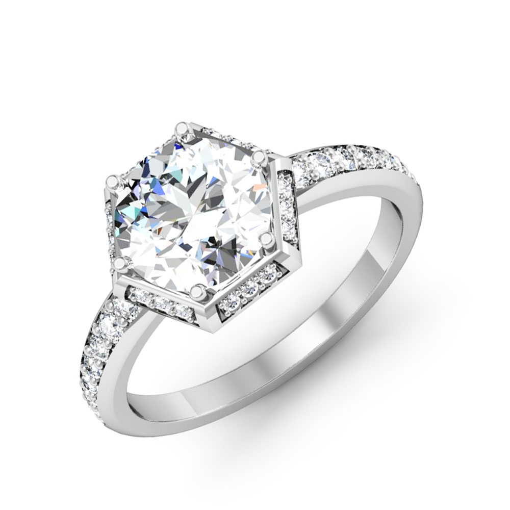 1.7ct. Round cut Natural Diamond Art Deco Engagement Ring With