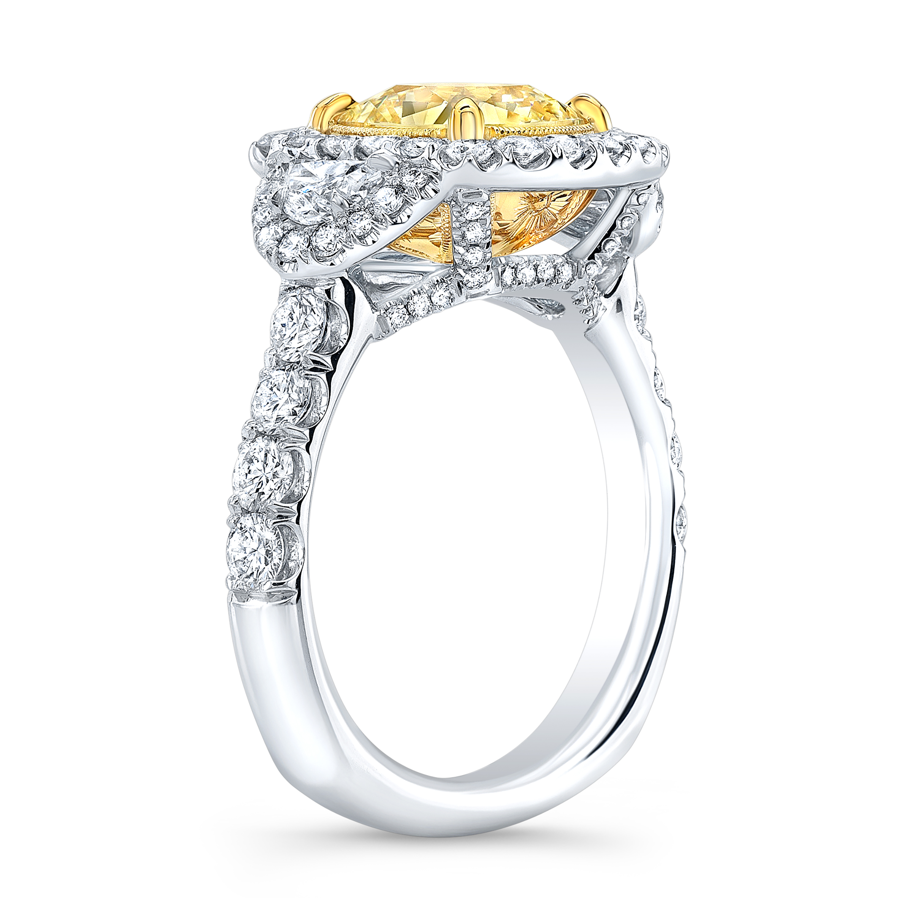 Tohil 5ct Cushion Cut Fancy Yellow Diamond Ring | Nekta New York