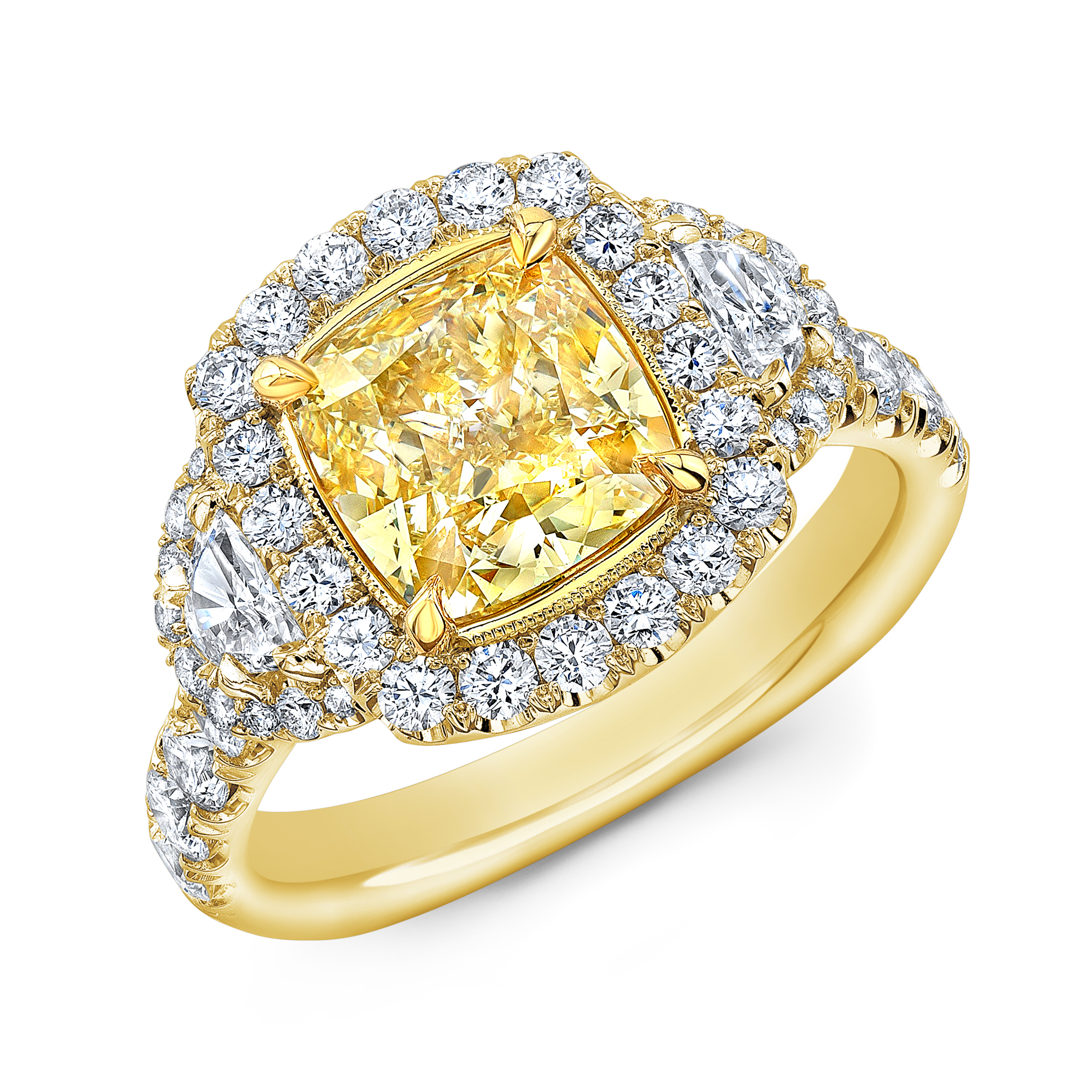 Fancy Deep Yellow Diamond Ring with D Flawless Diamonds set in 18K Yel –  Kat Florence