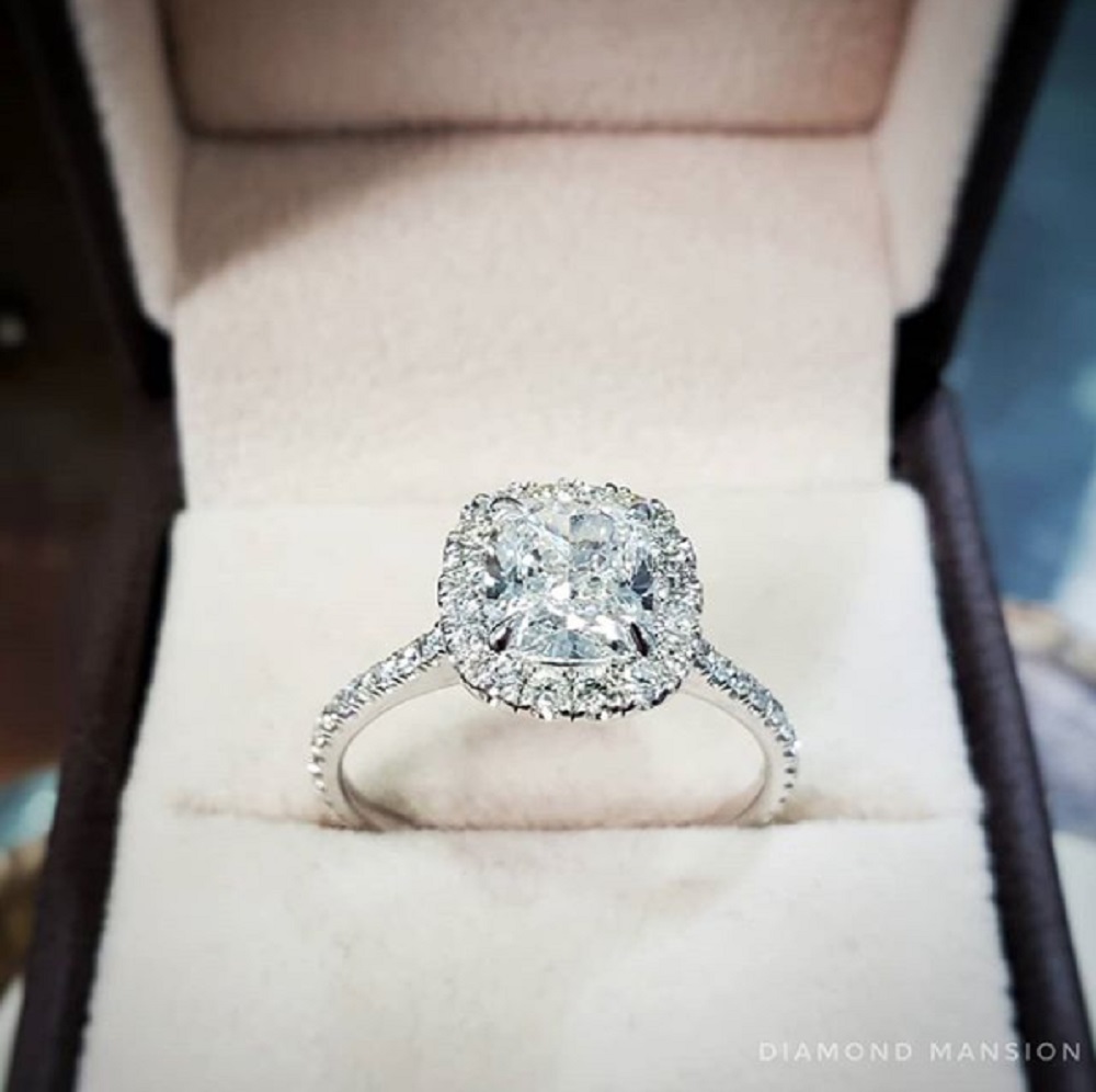 Elegant 1 Carat - Square Cut Diamond - Twisted Band - Pave - Double Halo  Engagement Ring - 10K White Gold - Walmart.com
