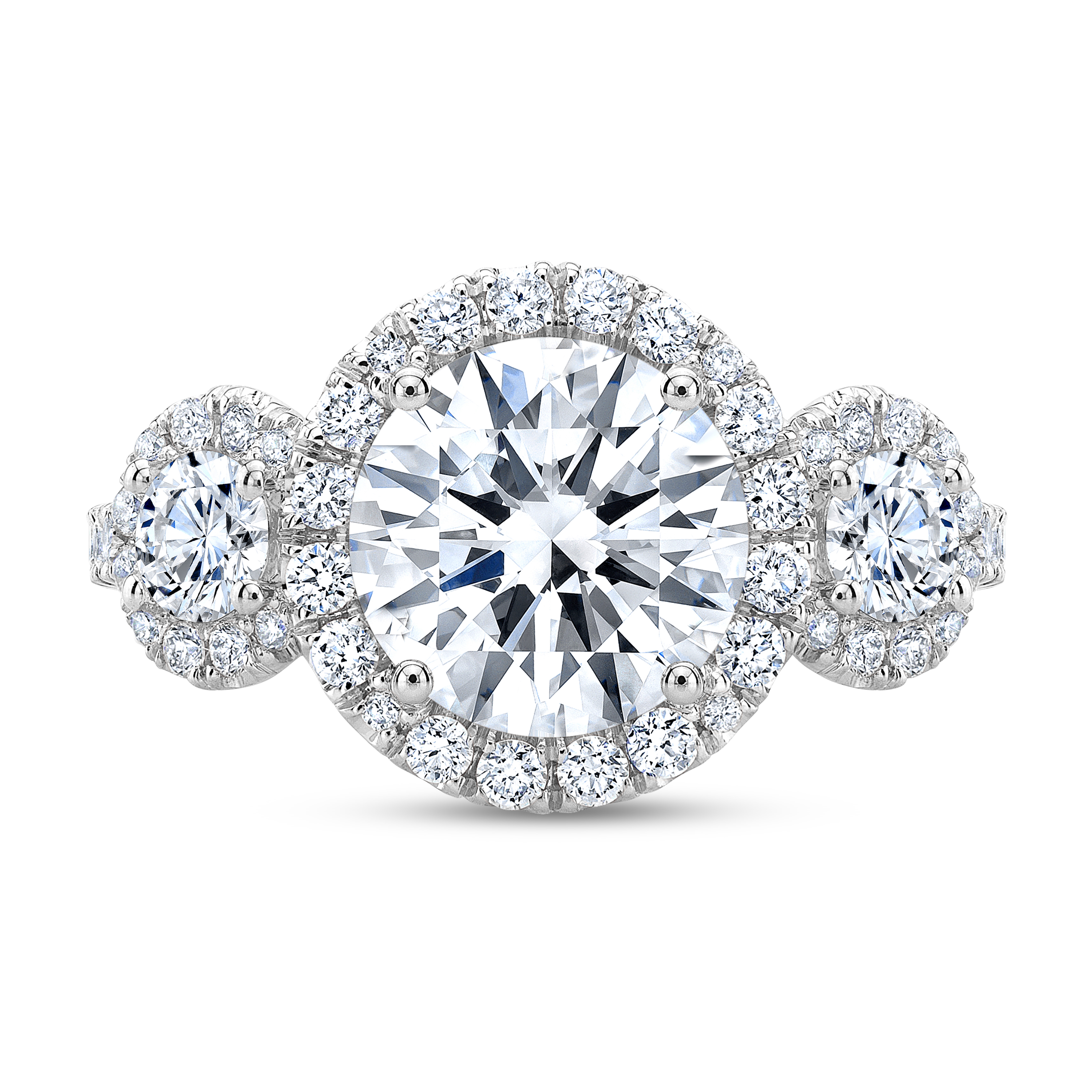 Aggregate more than 137 3 stone halo diamond ring latest - netgroup.edu.vn