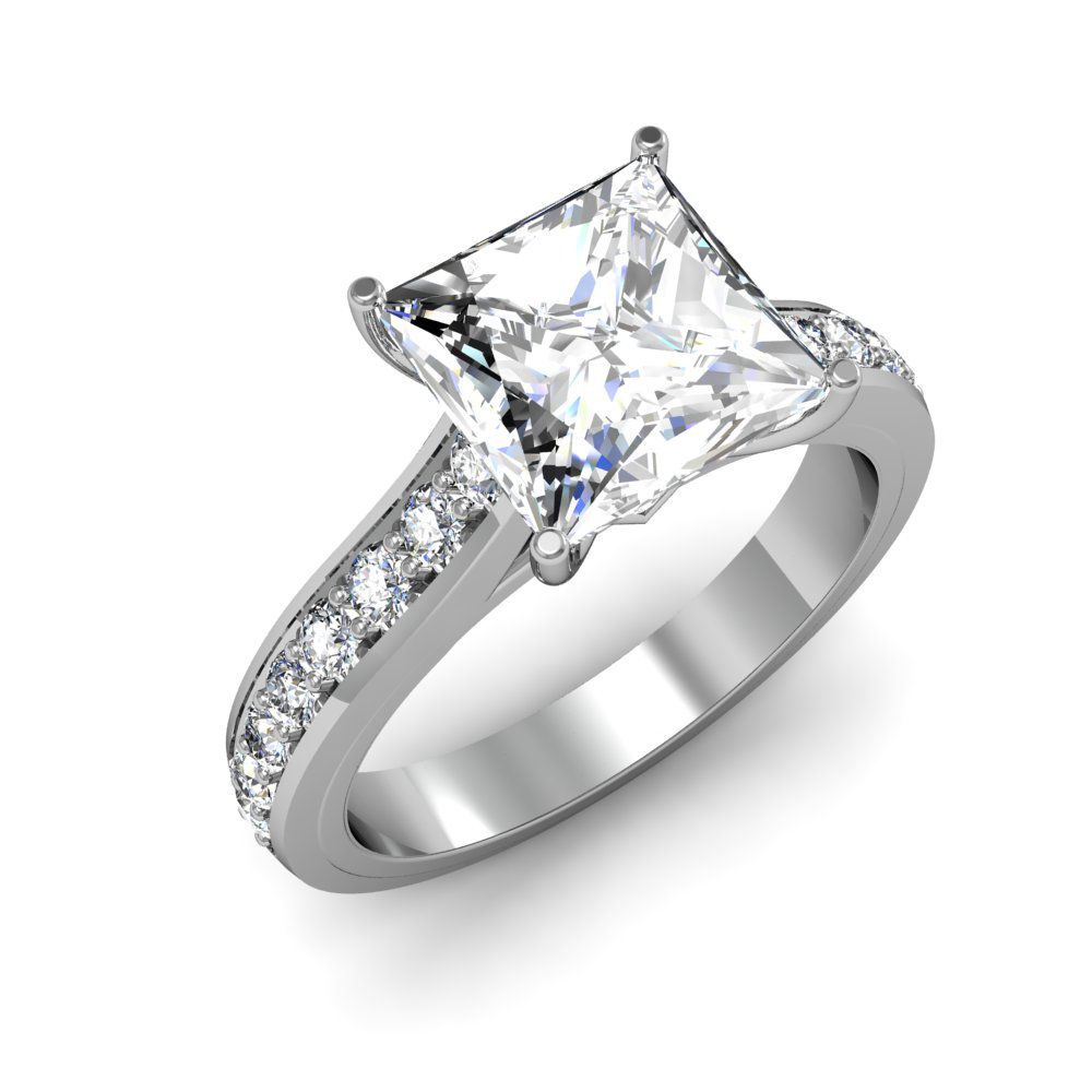 1.8 Ct. Marquise Cut Natural Diamond Pave Setting with Princess 