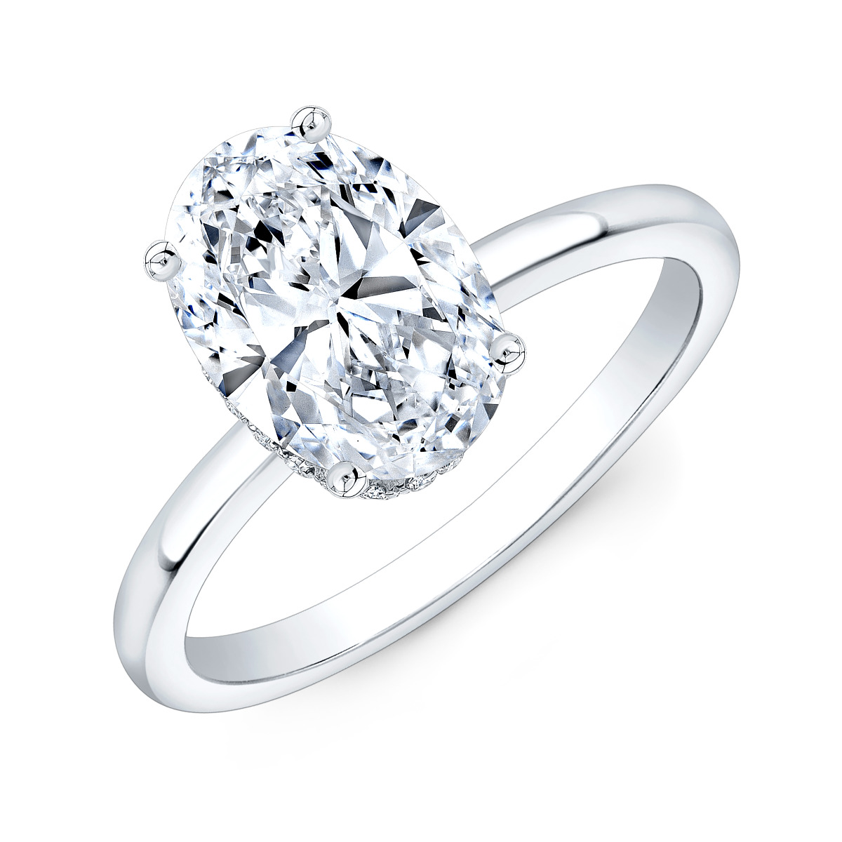 The HOWARD Line Hidden Halo Oval Diamond Engagement Ring