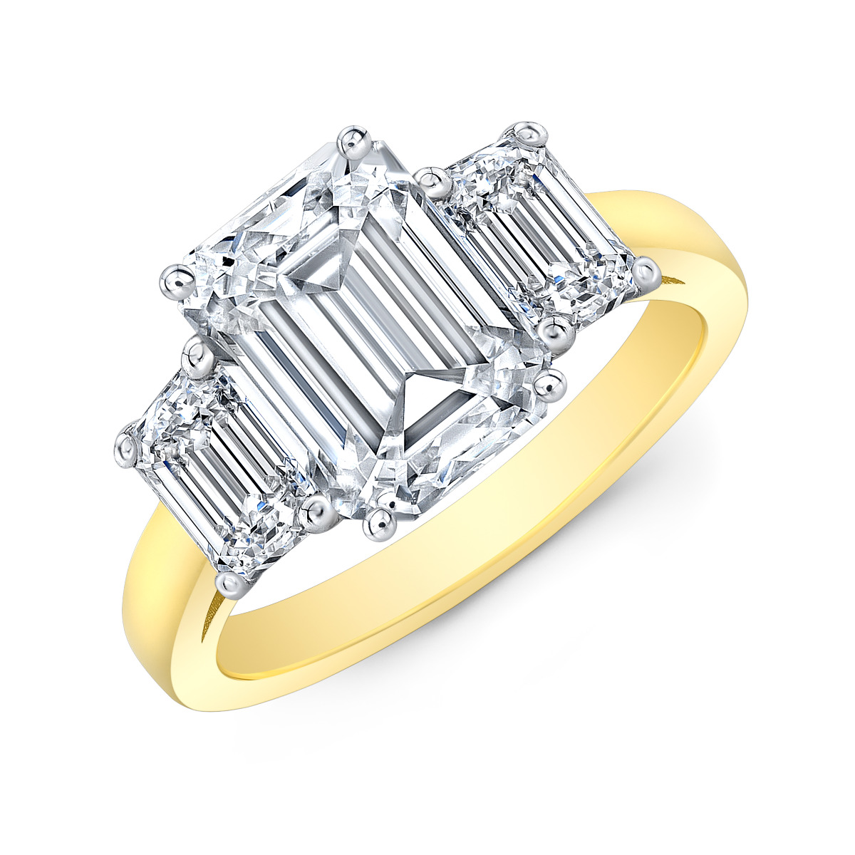 1.6ct. Emerald cut Natural Diamond 3 Stone Emerald Diamond Engagement ...